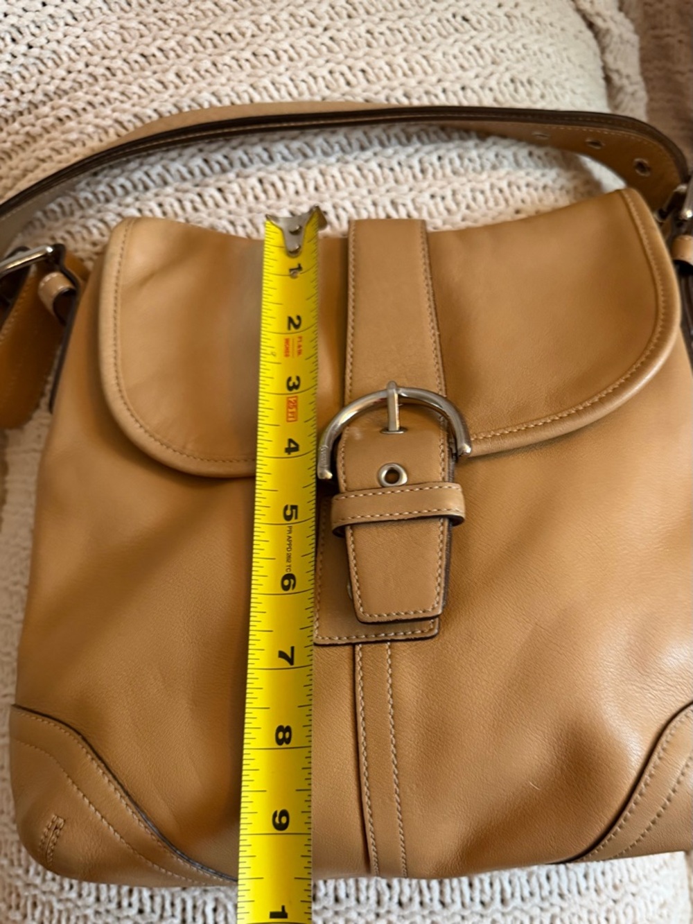 Y2K Coach SoHo Hobo Bag L04D-9480 Camel Leather Buckle Flap Shoulder/Crossbody - Picture 5 of 15